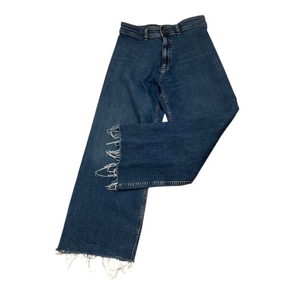 Zara Women's Denim High Waisted Ankle Size 12 Medium Wash EUC - Picture 1 of 8